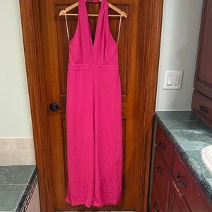 Lulu's Hot Pink Wide Leg Jumpsuit